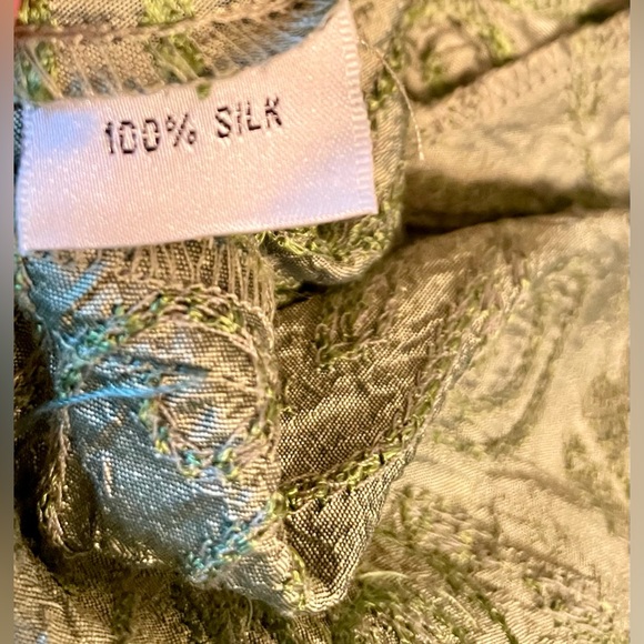 Gently Used!🤩Chetta B😎 gorgeous olive green 100% silk and sequin dress/size-8 - Picture 8 of 9